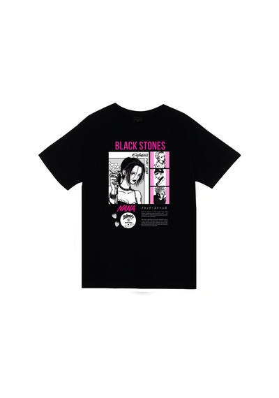 Black Stones Nana Baskılı Unisex %100 Pamuk Siyah T-shirt SIYAH