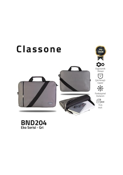 Classone Bnd204 15.6 İnç Eko Serisi Notebook Çantası -Gri