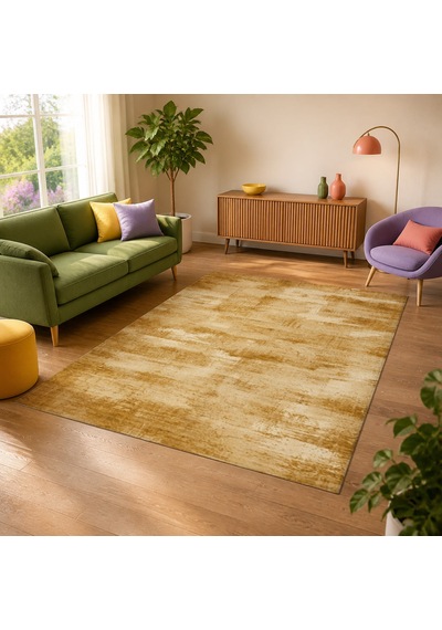 Kartela Halı Vintage Halı Kaymaz Taban Makinede Yıkanabilir Halı Hardal Sarısı - 100 X 150 Cm