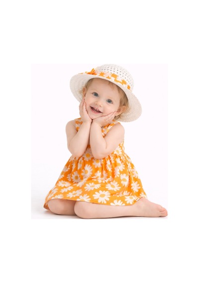 Chicsy Baby Tatlı Kız Bebek Papatya Desenli Tarz Elbise Şapkalı Yazlık Kombin Sarı