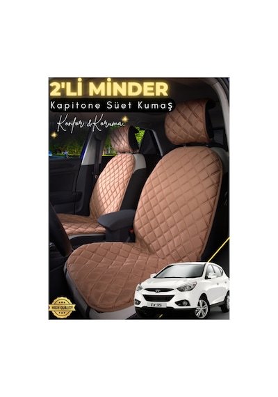 Hyundai İx35 Uyumlu 2'li Süet Oto Koltuk Minderi Terletmez Universal Oto Koltuk Kılıfı A1 Kahverengi