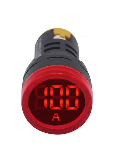 22mm Dijital Ampermetre 0-100a Kırmızı Yuvarlak