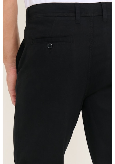 Ac&Co / Altınyıldız Classics Erkek Sıyah Pamuklu Tapered Fit Yan Cepli Diagonal Desenli Esnek Casual Pantolon Siyah