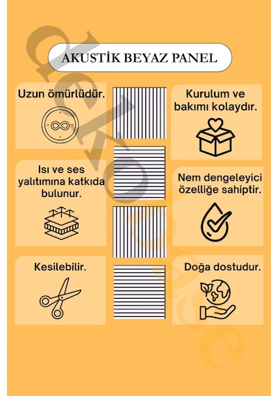 Beyaz 10 Adet 40x40cm Yeni Nesil Akustik Ahşap Duvar Paneli