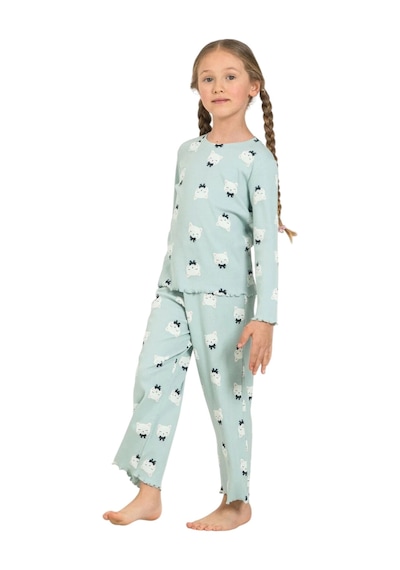 Rolypoly Rp3901c Kız Çocuk Uzun Kol Pijama Takım Su Yeşili