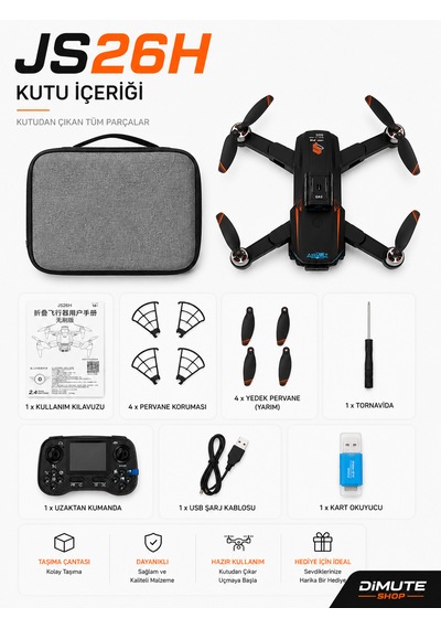 Js26h Drone Hd Çift Kameralı Optik Akış Konumlandırmalı Katlanabilir Akıllı Drone