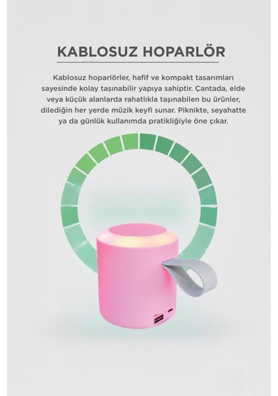 Bluetooth Hoparlör Sd Usb Destekli Taşınabilir Speaker D24 Pembe