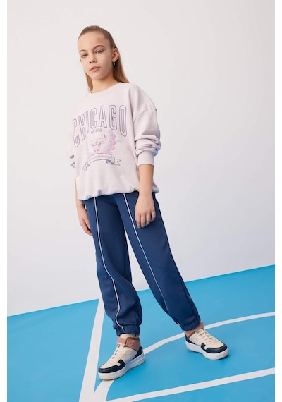 DeFacto Kız Çocuk NBA Chicago Bulls Oversize Geniş Kalıp Bisiklet Yaka Sweatshirt C0802A824SPPN424 Pembe