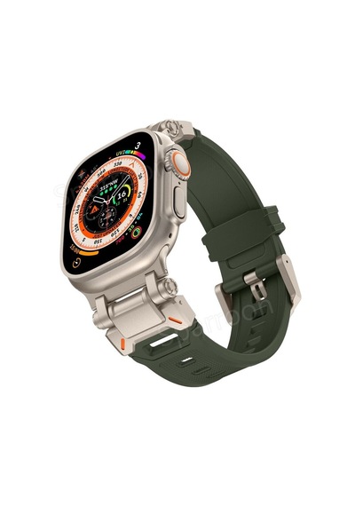 Apple Uyumlu  Watch  42mm 44mm 45mm 49mm Titanyum Metal Bağlantı Kitli Silikon Kordon 101