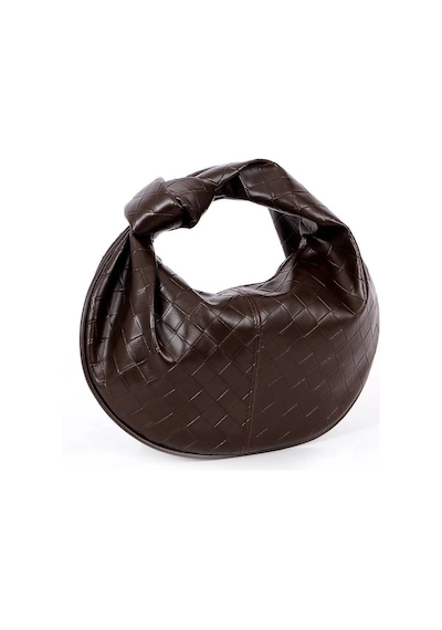 Glemix Helen Düğümlü Acı Kahve Örgü Desen Trend Mini Kadın Bowl Bag Acı Kahve Örgü Cilt