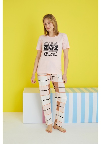 Siyah İnci Örme Pijama Takım 24103149 Çok Renkli