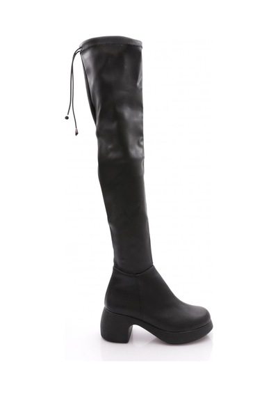 Dgn 2100 Kadin Strech Knee High Topuklu Çizme Siyah
