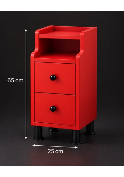 Çok Amaçlı Modern Yan Sehpa Organizer Yatak Odası Komodin 25cm Ahşap Görünümlü Ev Tamamlayıcı Kırmızı Çok Amaçlı Modern Yan Sehpa Organizer Yatak Odası Komodin 25cm Ahşap Görünümlü Ev Tamamlayıcı Kırmızı