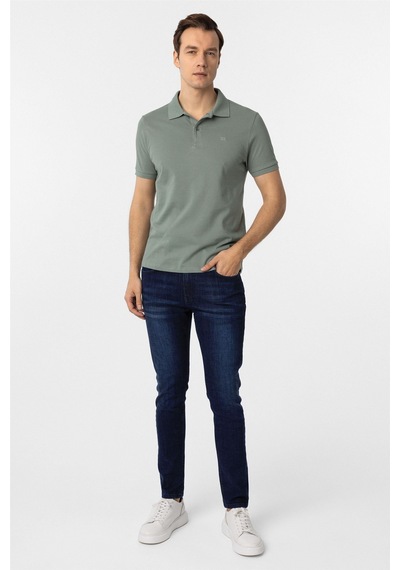Süvari Su Yeşili Slim Fit Düz Polo Yaka Tişört