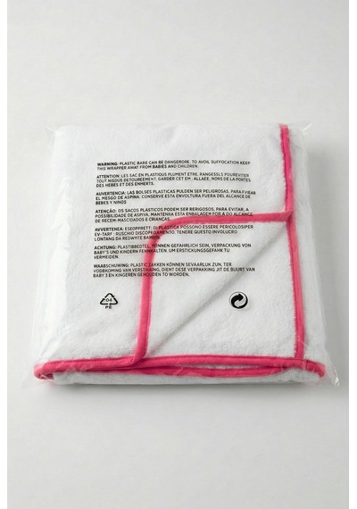 Alia Şezlong Havlusu %100 Pamuk 76x216- Beyaz Pembe Beyaz - Pembe