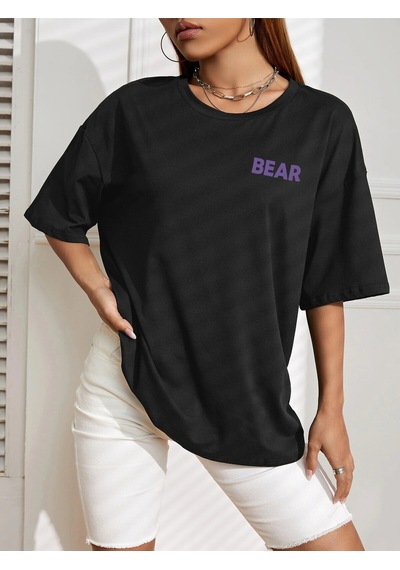 Startmore Adrift Karikatür Ve Grafik Tasarım Oversize T-shirt Cartoon/letter Serisi Kod17 Siyah
