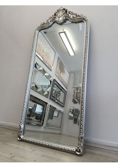 Ayna Denizi Princess Great Silver Model Gümüş Renk Dekoratif Boy Aynası Gümüş