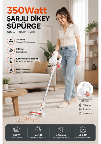 Robo Hiking HD 12 350 W Şarjlı Dikey Süpürge