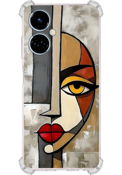 Tecno Camon 19 İle Uyumlu Köşe Korumalı Kılıf Metamorfoz Çözmleme Tasarımlı Uv Baskılı Şeffaf
