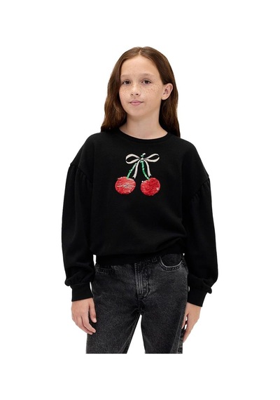 Gap Kız Çocuk Relaxed Flippy-sequin Grafikli Sweatshirt-11422 Siyah