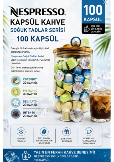 Over İce Yaz Kapsül Kahveleri 100 Adet + Cam Saklama Kutusu Hediyeli Kapsül Kahve