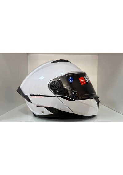 Mt Helmets Mt Atom 2 A11 Çene Açılır Motosiklet Kaskı Parlak Beyaz