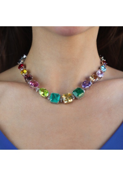 Swarovski Cubic Taşlı Gümüş Gerdanlık