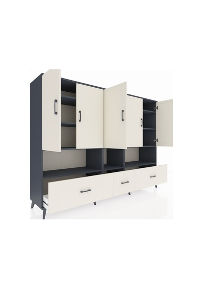 Hyperion Dolap 12 Raflı 3 Çekmeceli 5 Kapaklı 220x44x163 Antrasit Antrasit-aytaşı Hyperion Dolap 12 Raflı 3 Çekmeceli 5 Kapaklı 220x44x163 Antrasit Antrasit-aytaşı