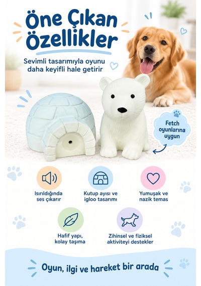 Happy Pet Polar Pals Sesli Kutup Ayısı Köpek Oyuncağı 2 Parça