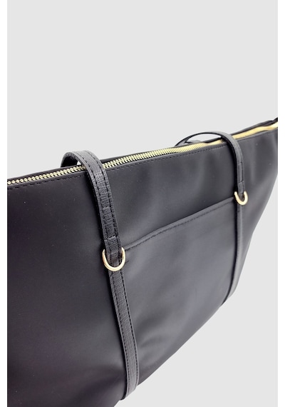 Wuclo Velie Paraşüt Kumaş Şeritli Shopper Çanta Siyah