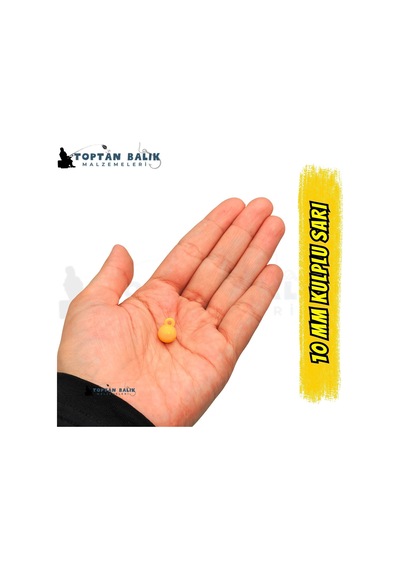 Kulplu Sarı Sazan Balık Boncuğu 10 Mm Kulp / İç Çap: 2 Mm - 50