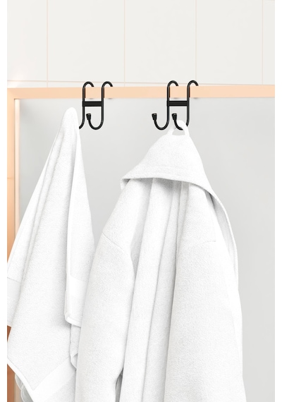 2 Adet Çift Kancalı Havlupan Askısı Banyo Mutfak Metal Askılık Havlupan Askı Organizer Siyah