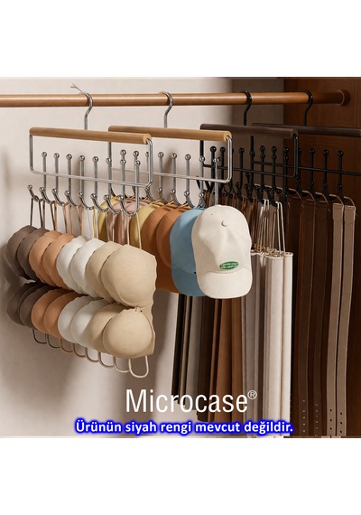 Microcase Çok Amaçlı 360 Derece Dönen Kancalı 16 Başlıklı Metal Elbise Ve Şapka Askılığı 1 Adet Al5708 Gümüş Gri