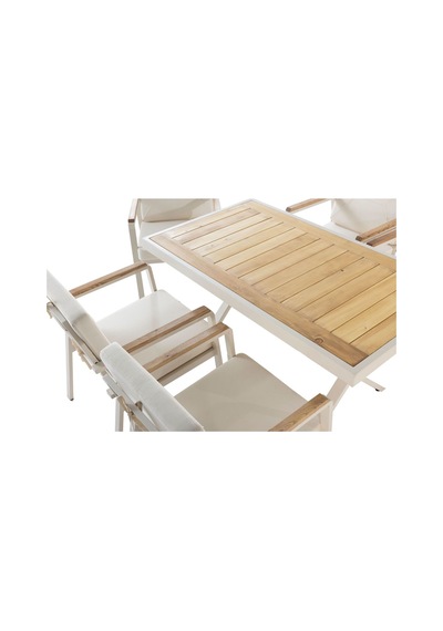 Milas Alüminyum 6 Sandalye+masa 80 140 Bahçe Balkon Mutfak Masa Takımı Krem
