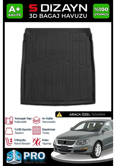 S-dizayn Vw Passat B6 3d Pro Bagaj Havuzu 2005-2010 A+ Kalite