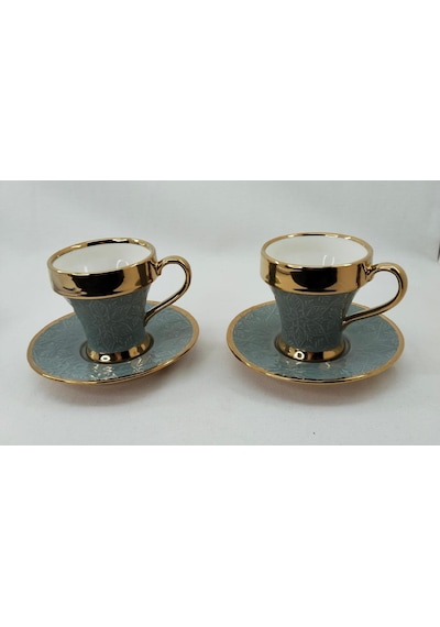 Tutku 2 Kişilik Porselen Nescafe Ve Çay Fincanı Gri Renk Gri