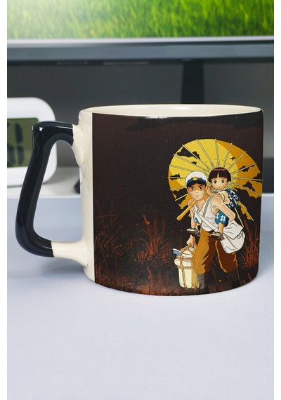Ateşböceklerinin Mezarı Grave Of The Fireflies Anime Baskılı Seramik Lüks Kupa 1 Adet Özel Siyah Kulp Dalga Kulp V5d Çok Renkli