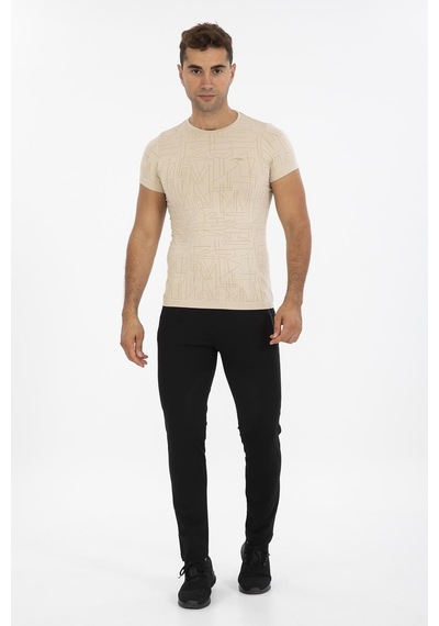 Maraton Active Slimfit Erkek Bisiklet Yaka Kısa Kol Koşu Kil Rengi T-Shirt 821075-Kil Rengi