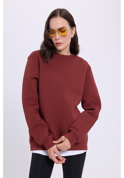Tudors Kadın Oversize Geniş Kesim Pamuklu 3 İplik İçi Polarlı Basic Kiremit Bisiklet Yaka Sweatshirt-41557 Kiremit Tudors Kadın Oversize Geniş Kesim Pamuklu 3 İplik İçi Polarlı Basic Kiremit Bisiklet Yaka Sweatshirt-41557 Kiremit