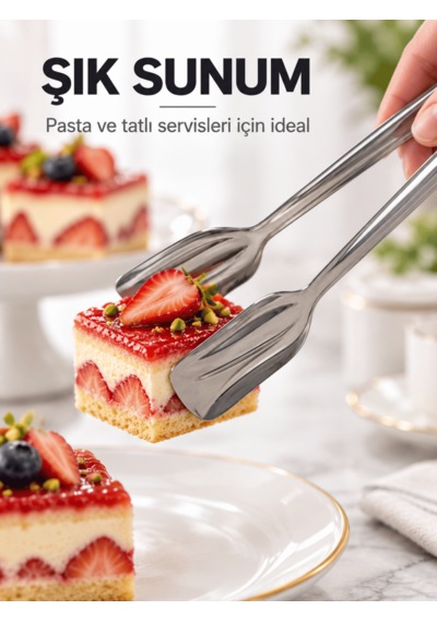 Beylini Paslanmaz Çelik Pasta Maşası Kek Börek Kurabiye Servis Maşası Tatlı Sunum Maşası Mutfak Servis Aparatı
