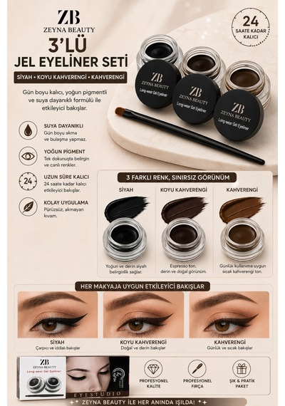 Jel Eyeliner İkili Kahve&siyah Renk Siyah - 626168302 Diğer