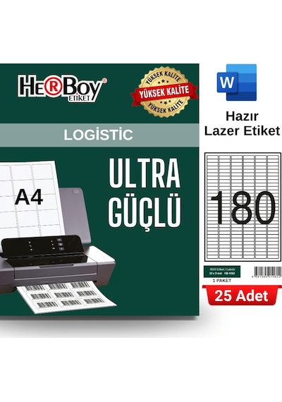 Herboy Hb-1060 30 X 9 Mm A4 Laser Etiket 25 Adet