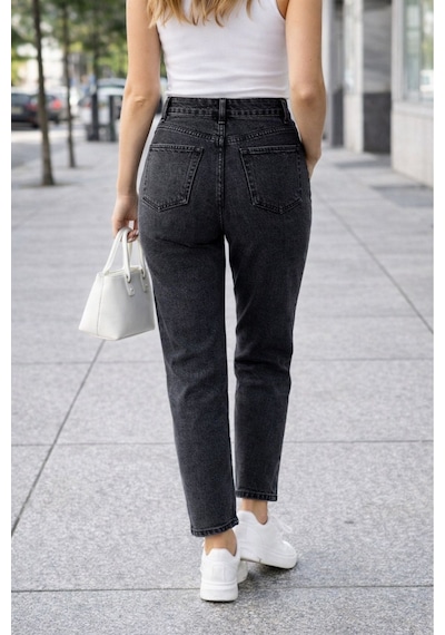 Cedy Denim Kadın Yüksek Bel Soho Boyfriend Jean C599 Antrasit