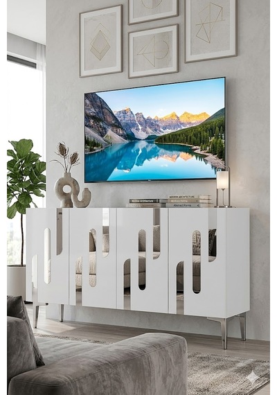 Ka1229bs Ece Konsol Ve Tv Sehpası Beyaz-silver 120cm Ka1229bs Ece Konsol Ve Tv Sehpası Beyaz-silver 120cm