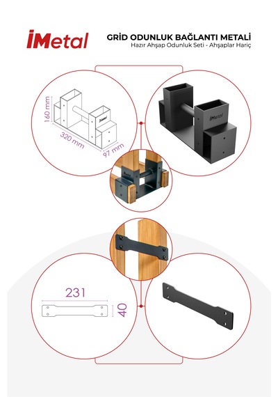 Grid Odunluk Bağlantı Metali Hazır Odunluk Seti Ahşaplar Hariç