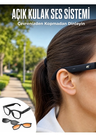 Mey İthalat Plentifulyapay Zekâ Destekli Akıllı Bluetooth Gözlük Açık Kulak Ses Sistemi Günlük Kullanıma Uygun Hafif Tasarım