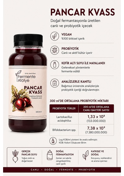 Pancar Kvass 300 Ml. Pet Şişede Kırmızı Pancar Suyu