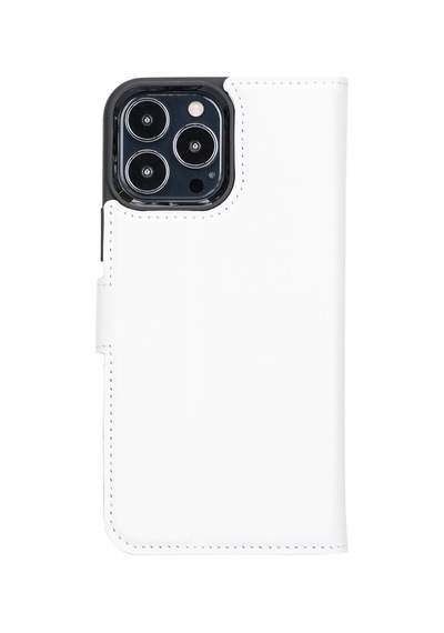 Apple Uyumlu iPhone 13 Pro Max Deri Cüzdanlı Kılıf F3 Beyaz Siyah