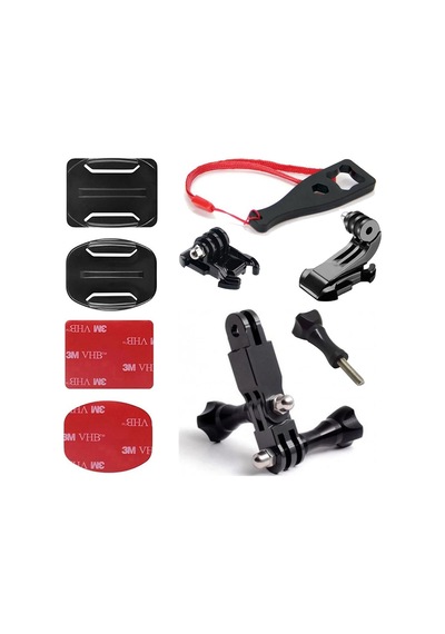Gplus Bs13kyvjhs 13 Parça Oval Eğimli Yüzey Ve Flat Düz Zemin Hızlı Tak J-hook 3 Yollu Aksiyon Kamera Uyumlu 3m Yapışkan Motor Kask Bağlantı Seti Siyah