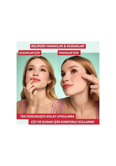 Dudak Ve Yanak İçin E Vitaminli Krem Allık Doğal Bitişli 2'si 1 Arada Renklendirici Frambuaz Pembe